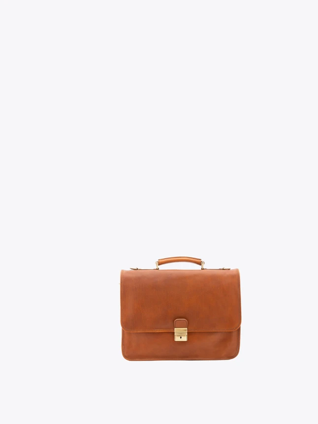 Leather Flapover Briefcase for Work