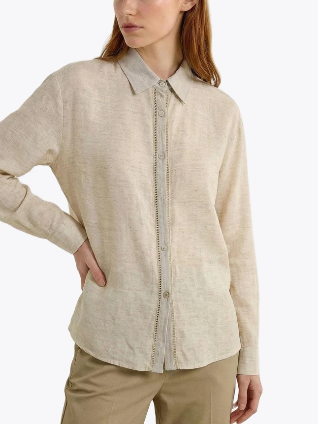 Linen Refined Shirt For Women - Stylish Design With Soft Shape
