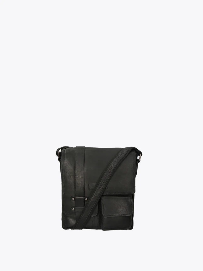 Minimalist Leather Crossbody Messenger Bag with Front Pockets for Everyday Use