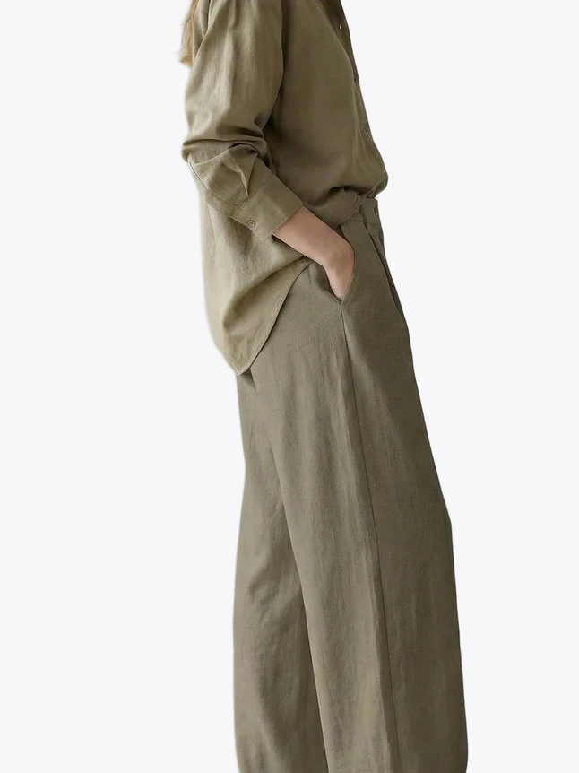Women's Pants In Linen For Special Occasions - Versatile Design