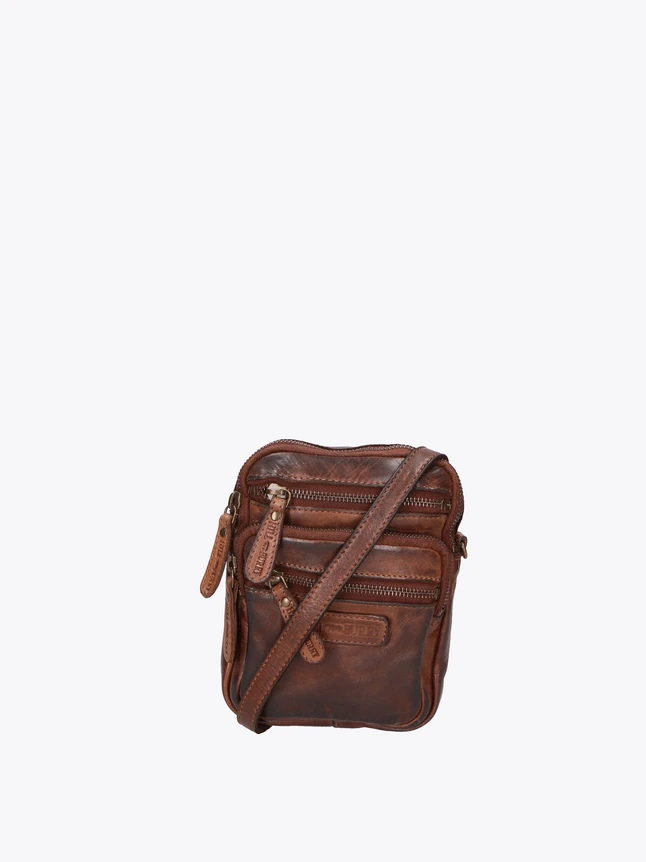 Leather Crossbody Bag with Multiple Zipper Pockets for Everyday Use