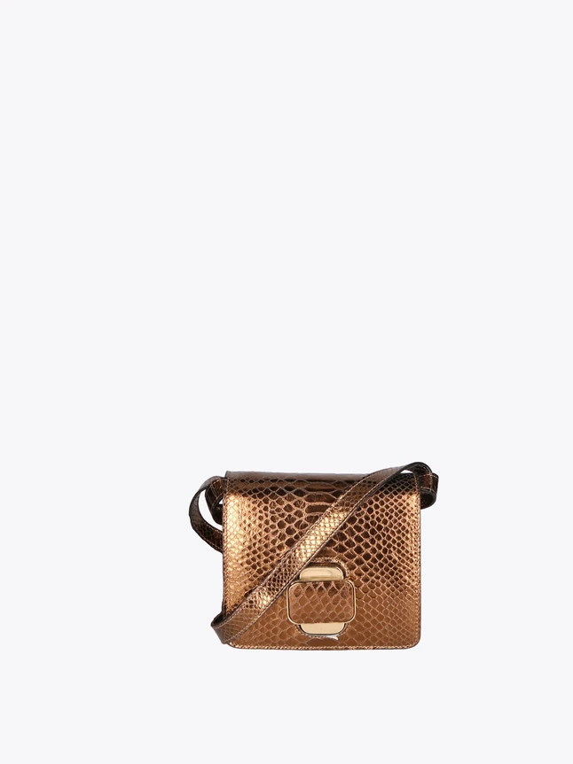 Snake Embossed Leather Crossbody Bag Small Square Shoulder Bag for Evening
