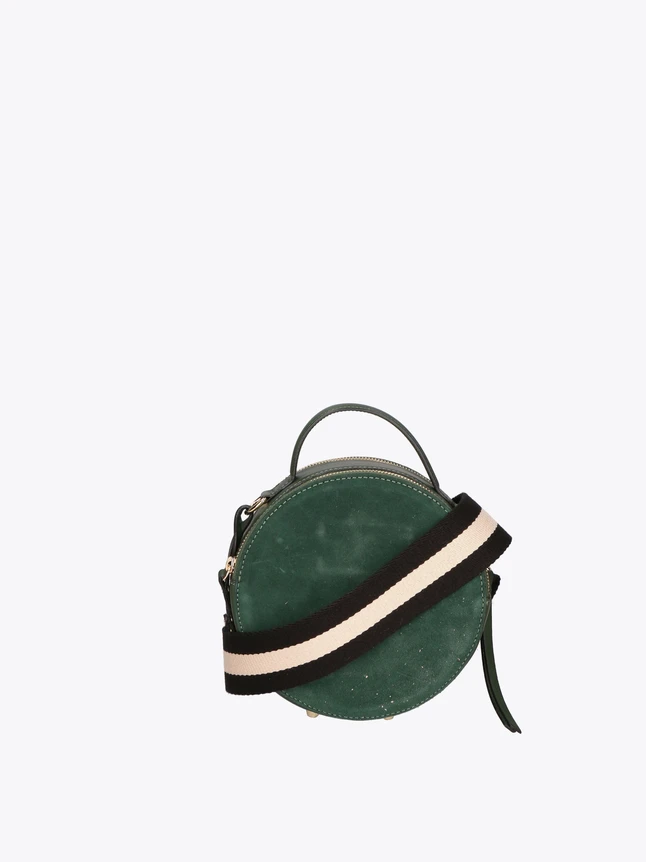 Circular Leather Crossbody Bag with Top Handle for Everyday Use