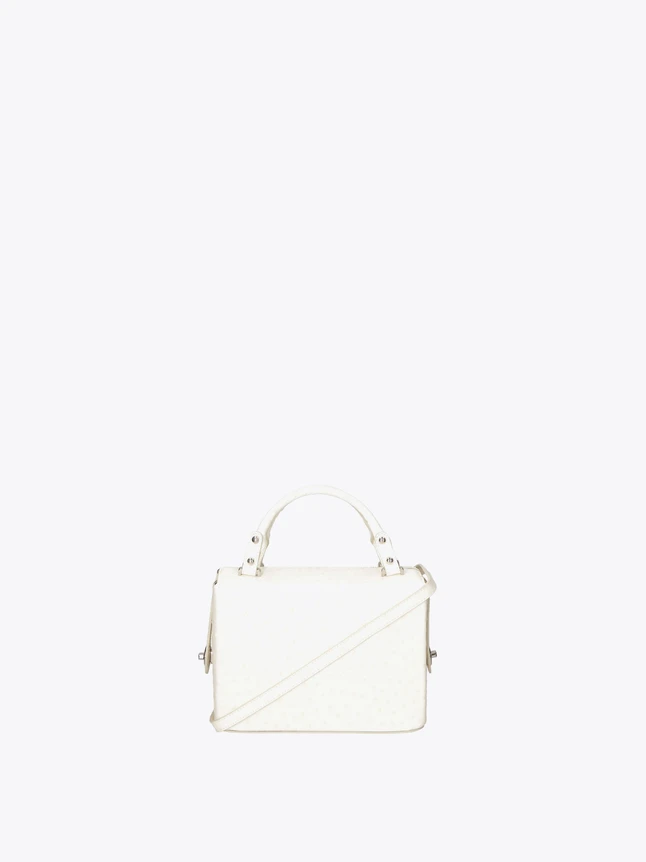 Top Handle Box Satchel Leather Bag with Diagonal Front Strap for Daily Use