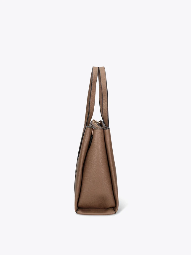 Chic Pebbled Leather Shopper Tote with Top Zip for Versatile Everyday Use