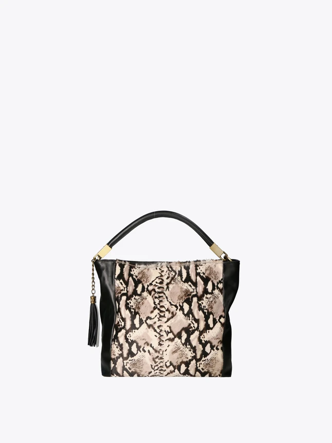 Chic Snake Print Leather Tote Bag Top Handle with Tassel for Everyday Use