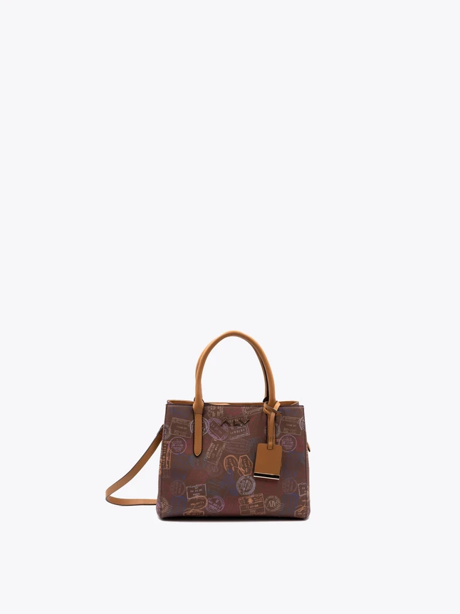 Monogram Canvas Satchel Bag Leather Trim Everyday Use