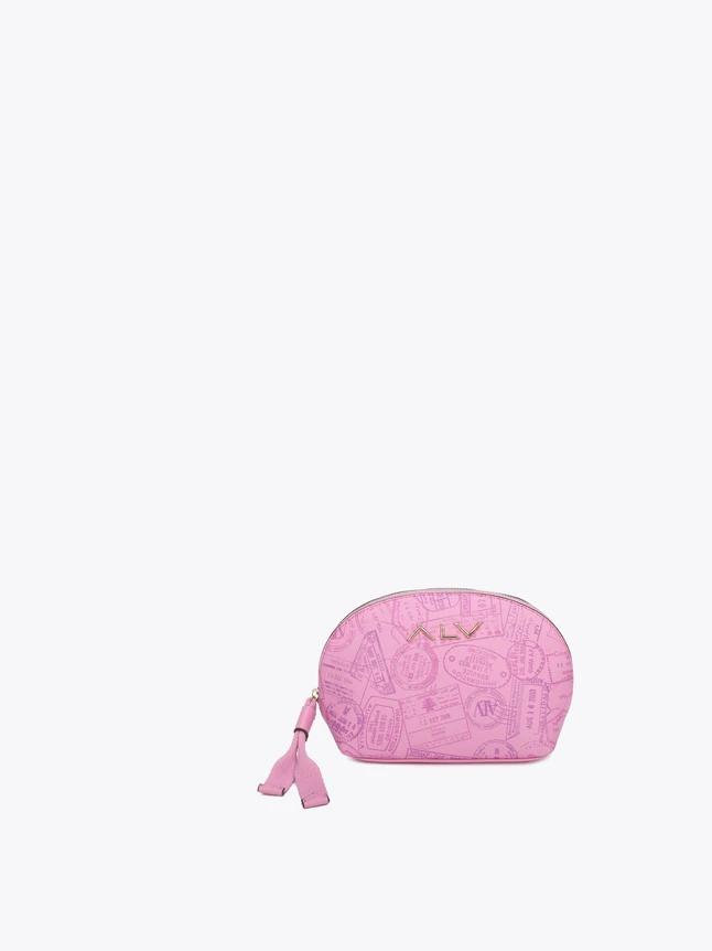 Patterned PU Leather Mini Makeup Pouch Tassel Zipper