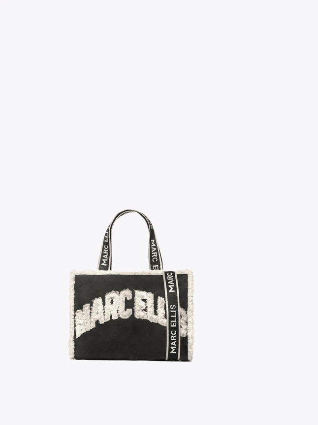 MARC ELLIS Marcella Plush Faux Fur Detail Shoulder Tote Bag