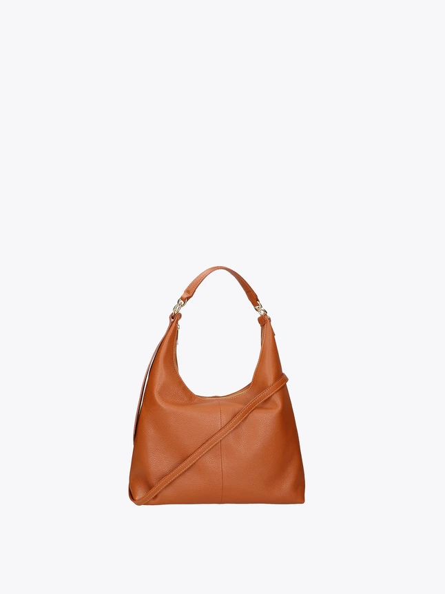 Leather Hobo Shoulder Bag with Top Handle and Crossbody Strap for Everyday Use
