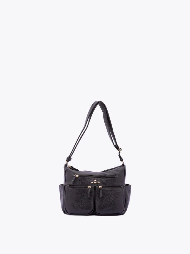 Leather Shoulder Satchel Bag with Front Pockets for Everyday Use