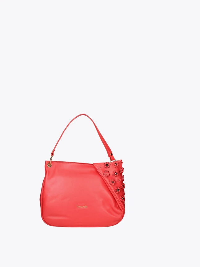 Leather Hobo Shoulder Bag Crystal Embellished Everyday Use