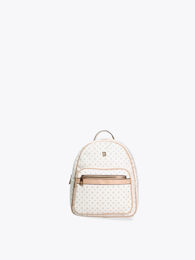 Heritage Monogram Print Canvas Daypack with Leather Trim for Chic Daily Use