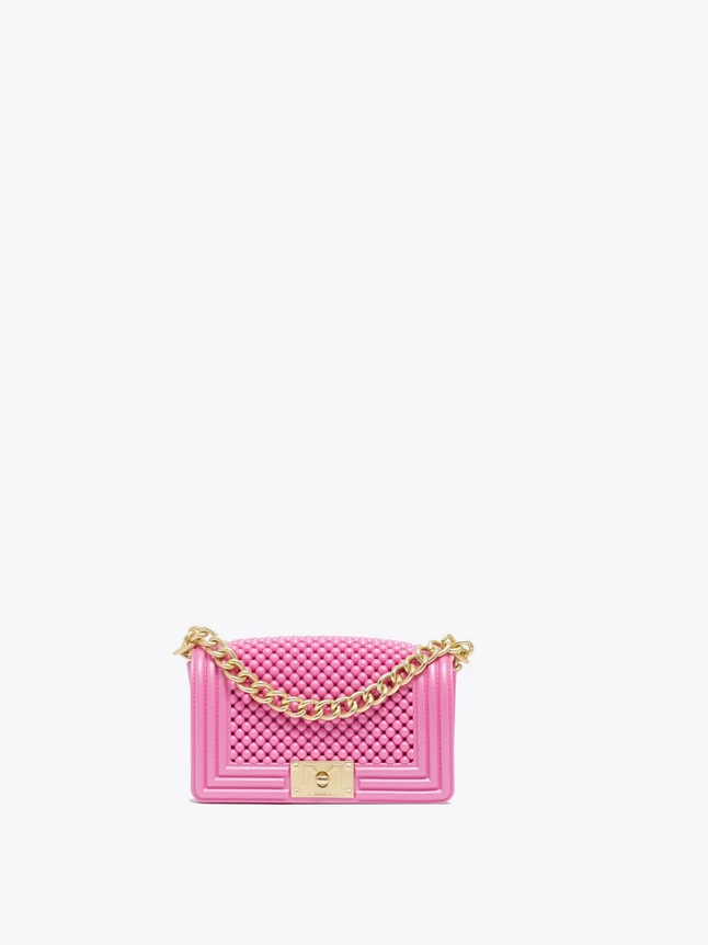 Quilted Leather Chain Strap Crossbody Bag for Evening Out
