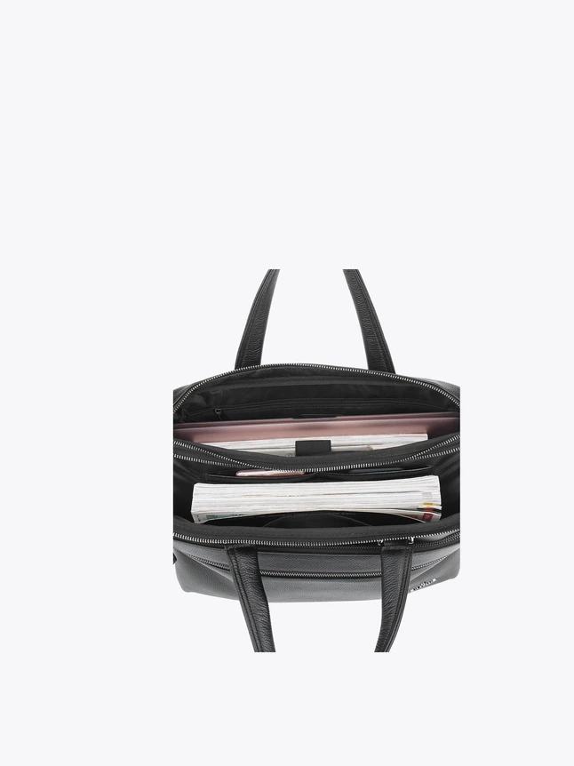 Pebbled Leather Professional Laptop Tote Bag for Business and Daily Use