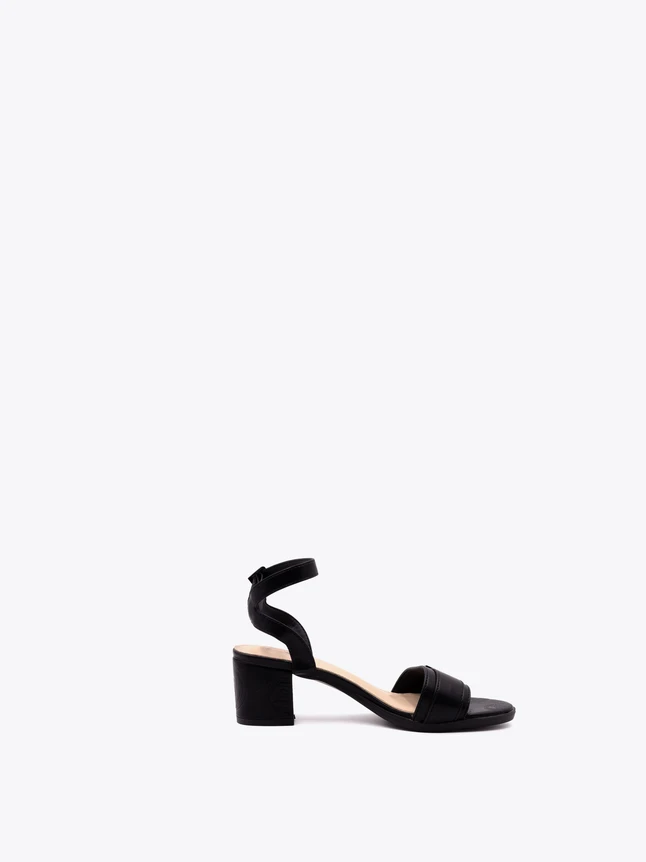 Minimalist Leather Block Heel Ankle Strap Sandal for Everyday Wear