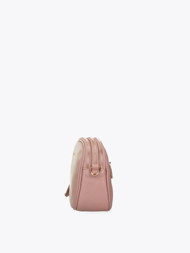 Pebbled Leather Chic Crossbody Bag with Tassel for Everyday Versatility