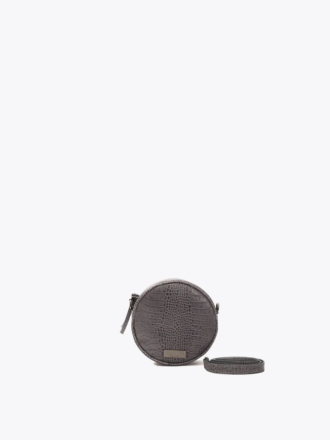Round Crocodile Embossed Leather Crossbody Bag for Evening Essentials