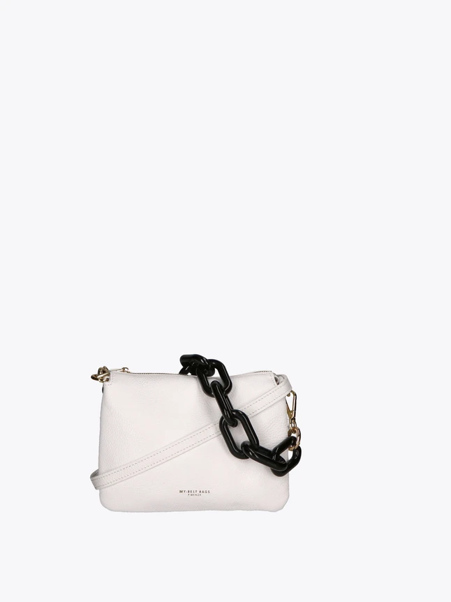 Minimalist Leather Crossbody Bag with Chain Strap for Evening Outings