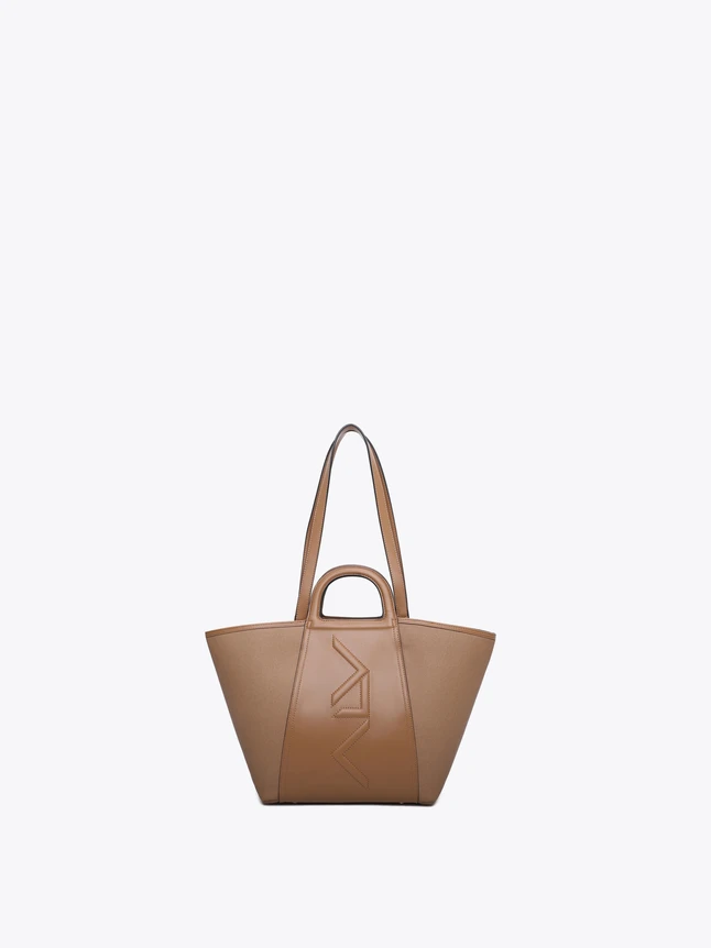 Architectural Leather Top Handle Tote Bag for Everyday Use