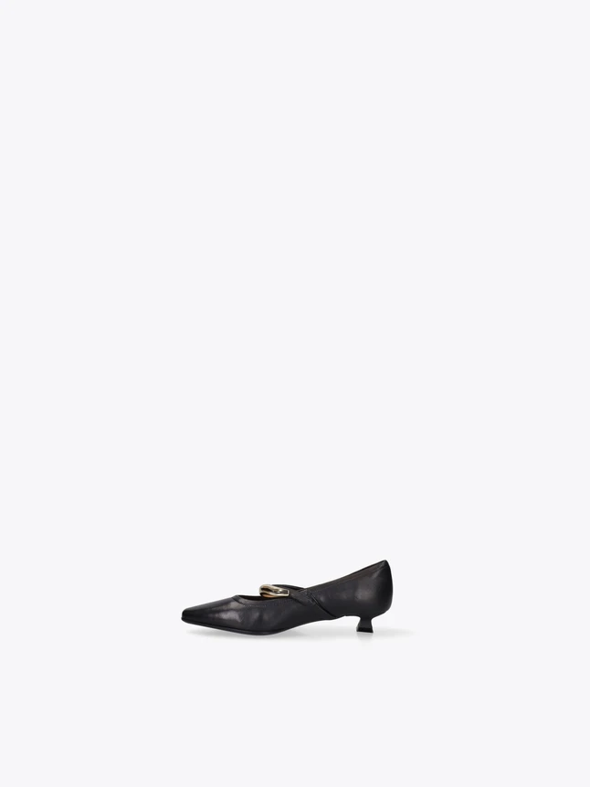 Elegant Leather Pointed Toe Mary Jane Kitten Heel Footwear Accessory