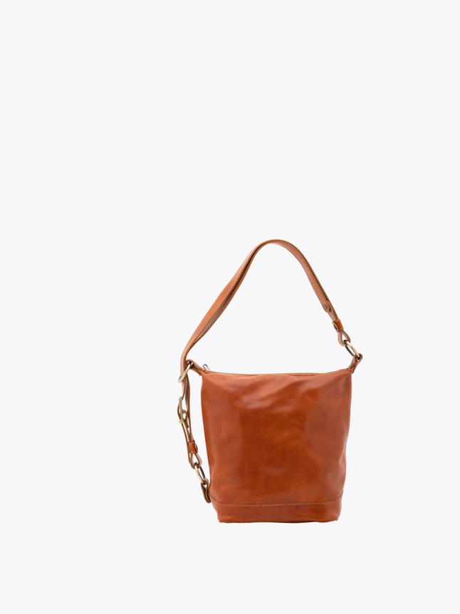 Patent Leather Bucket Bag with Adjustable Shoulder Strap for Everyday Use