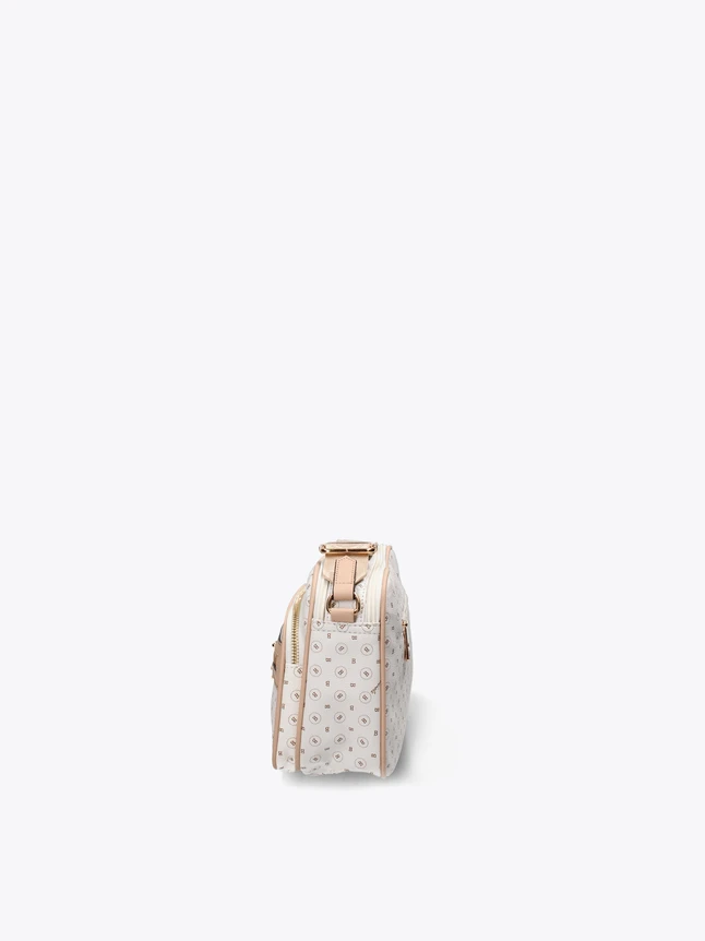 Chic Monogram Coated Canvas Crossbody Bag with Faux Leather Trim