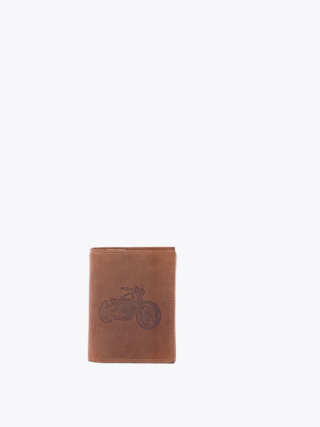 Leather Bifold Wallet for Everyday Carry Motorcycle Embossed Design