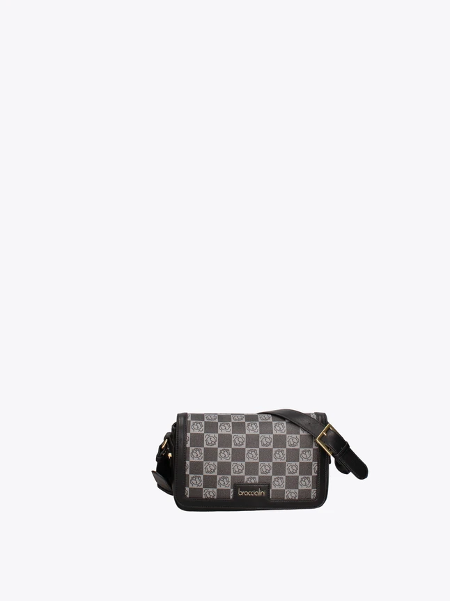 Crossbody Bag with Checkered Canvas And Leather Trim for Everyday Use