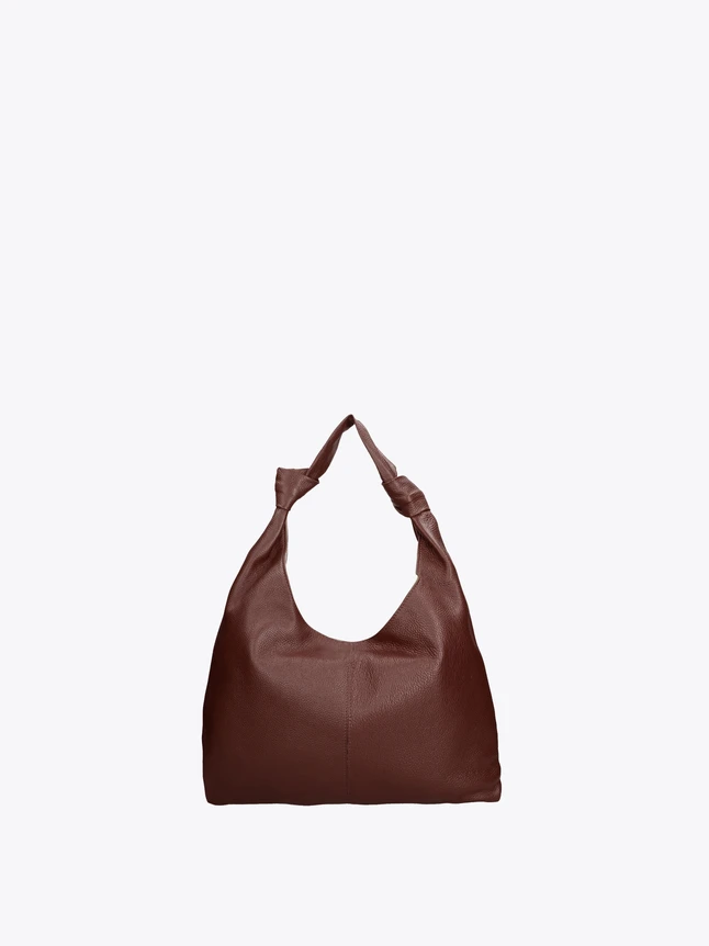 Chic Grained Leather Knot Handle Shoulder Bag Modern Everyday Essential