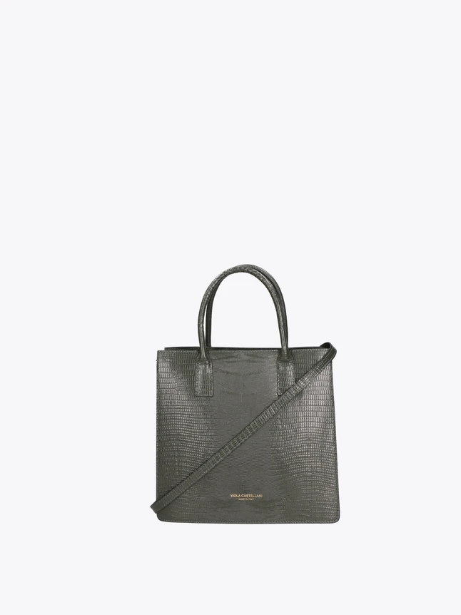 Embossed Leather Tote Bag with Crossbody Strap for Everyday Use