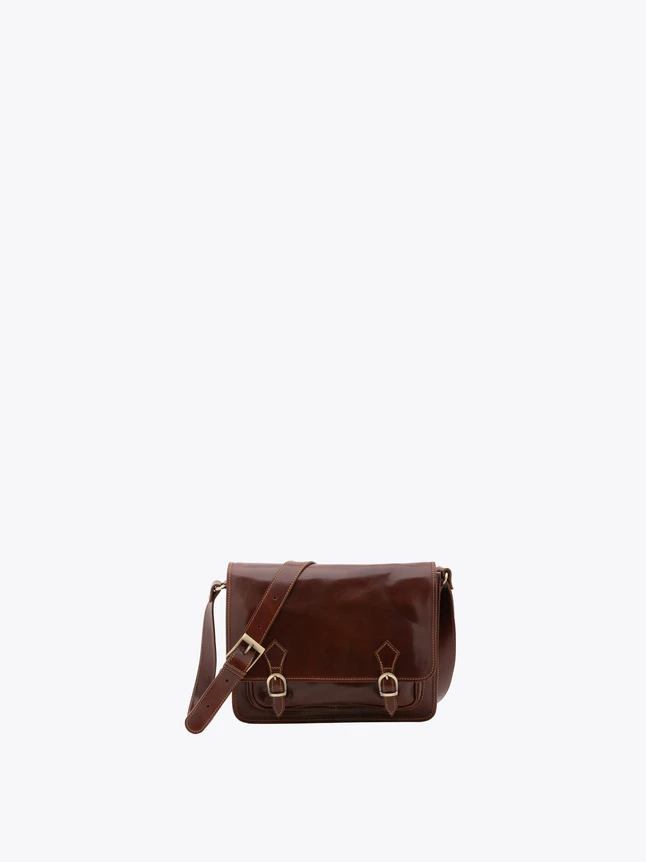 Classic Leather Satchel Bag Front Flap Buckles for Everyday Use