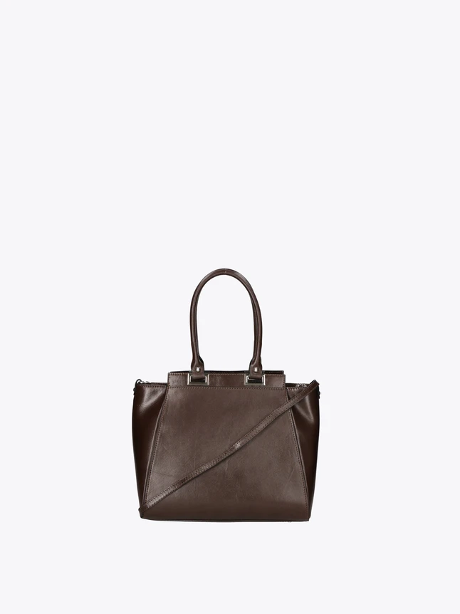 Leather Tote Bag with Geometric Diagonal Panel Design for Everyday Office Use