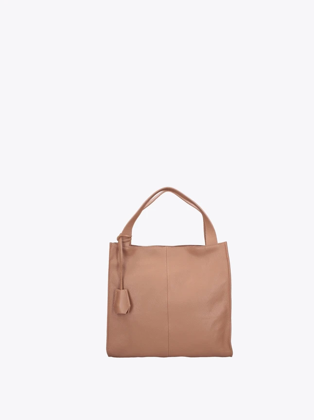 Minimalist Leather Tote Bag Hexagonal Tag for Everyday Use