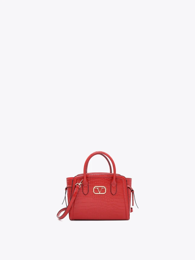 Crocodile Embossed Leather Satchel Bag for Everyday Office