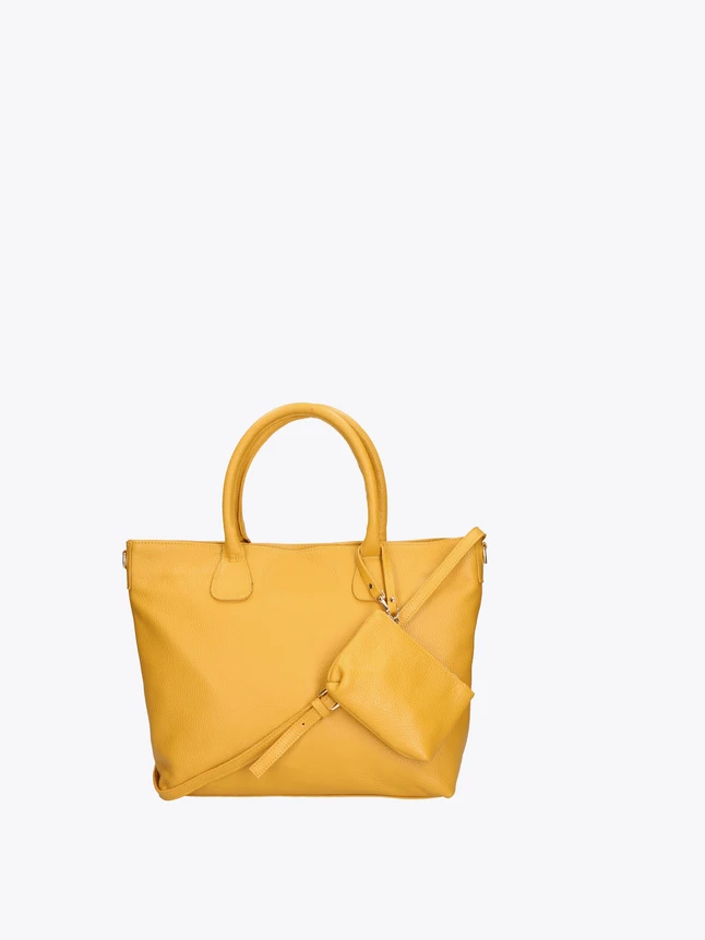 Leather Tote Bag with Detachable Pouch for Everyday Use