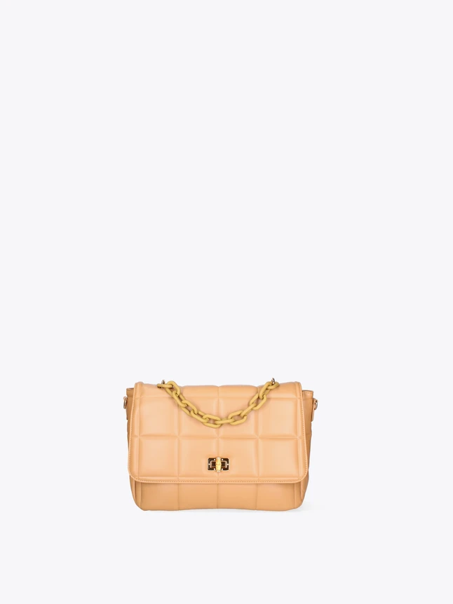 Chic Quilted Faux Leather Flap Handbag with Chain Strap for Modern Women