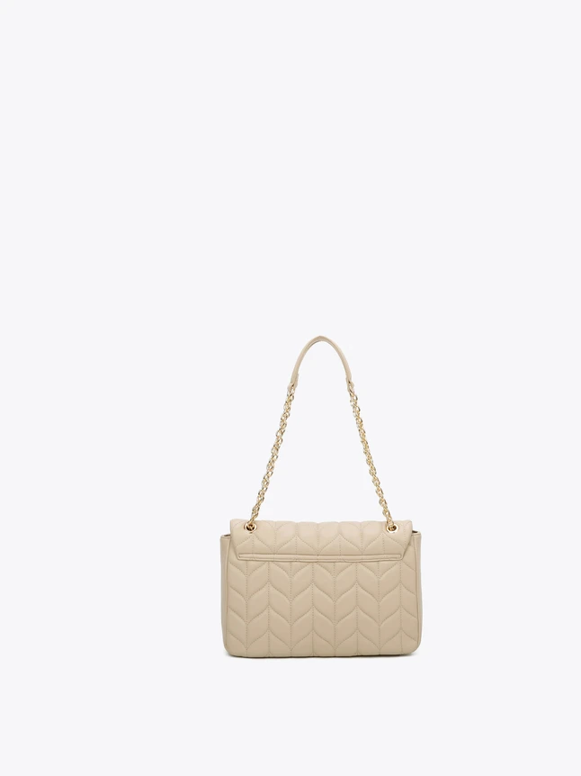 Luxe Chevron Quilted Leather Crossbody Bag With Chain Strap
