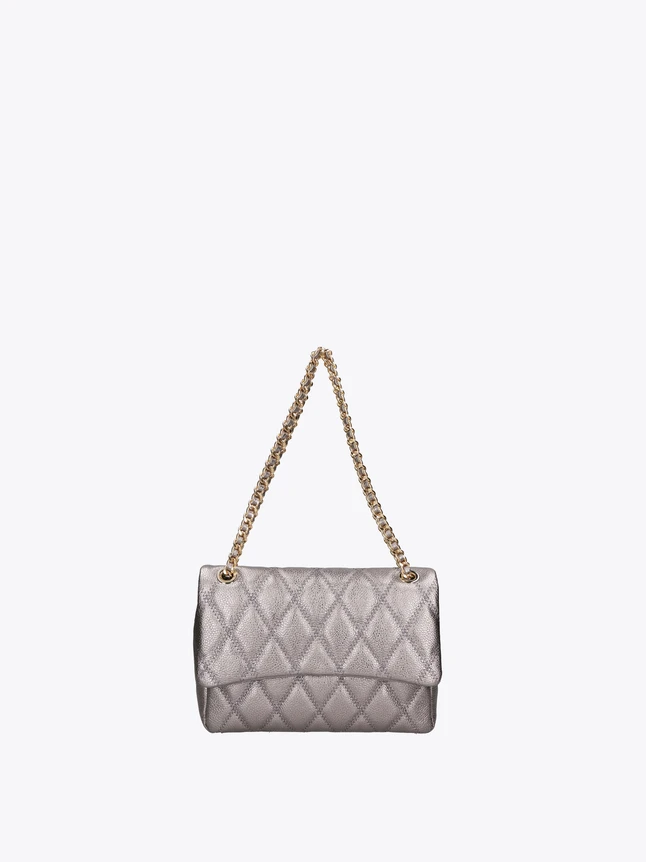 Chic Quilted Leather Shoulder Bag with Chain Strap for Evening Use