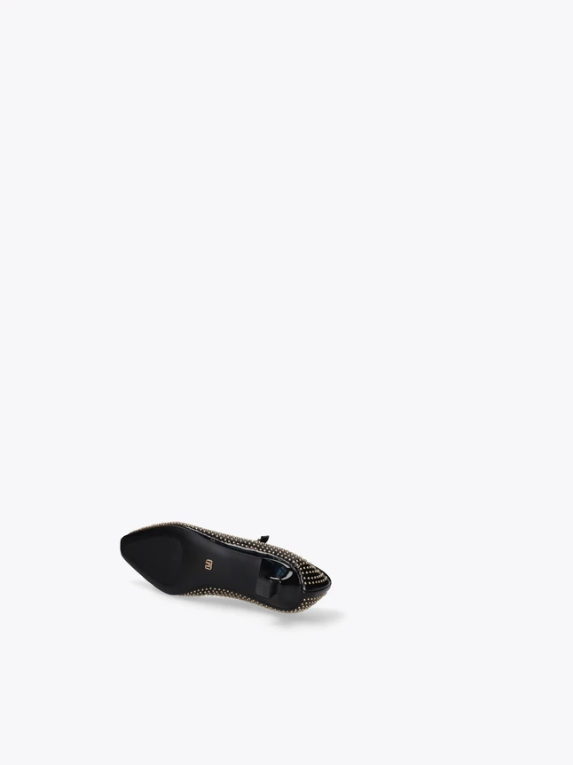 Luxe Studded Pointed Toe Mary Jane Kitten Heel Evening Pump