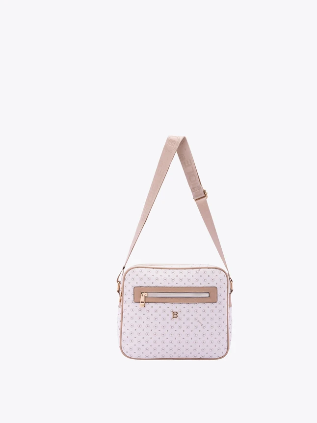 Monogram Pattern Crossbody Bag in PU Leather for Everyday Use
