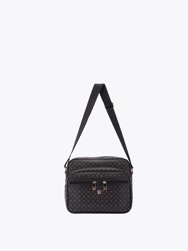 Minimalist Leather Crossbody Bag Dot Pattern Everyday Use
