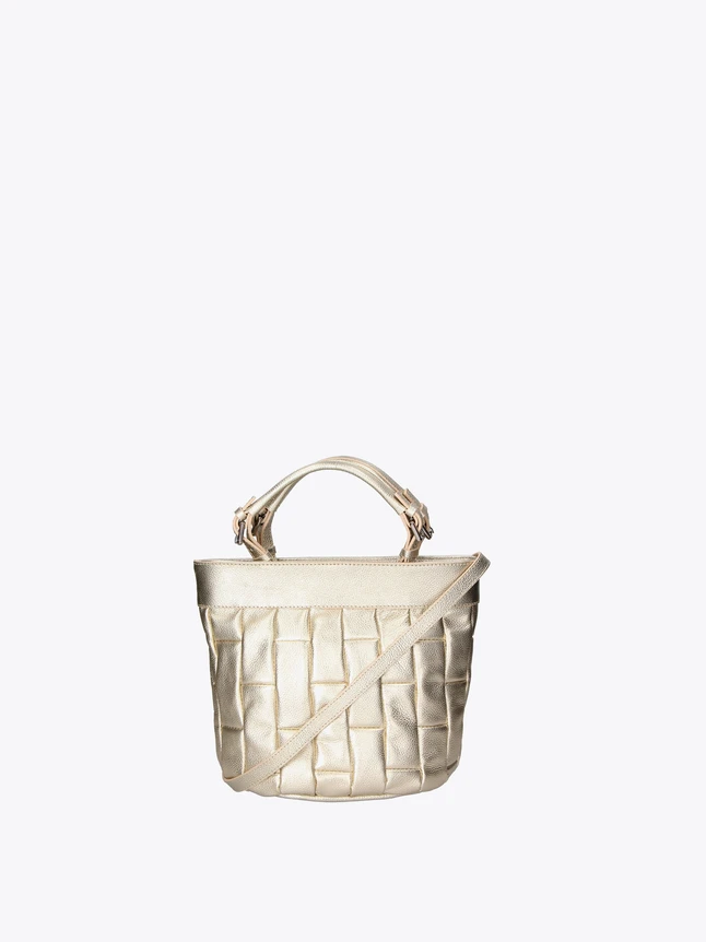 Quilted Bucket Bag Leather Tote with Top Handle And Crossbody Strap
