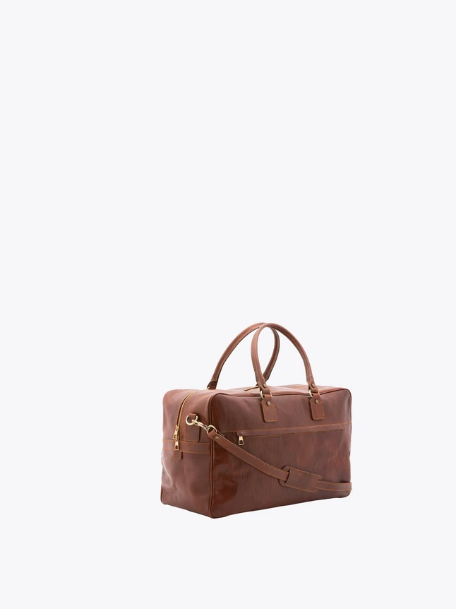 Leather Weekender Bag Top Handles And Removable Shoulder Strap for Travel