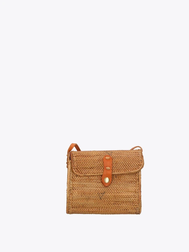 Boho Woven Straw Crossbody Bag with Leather Strap for Everyday Use
