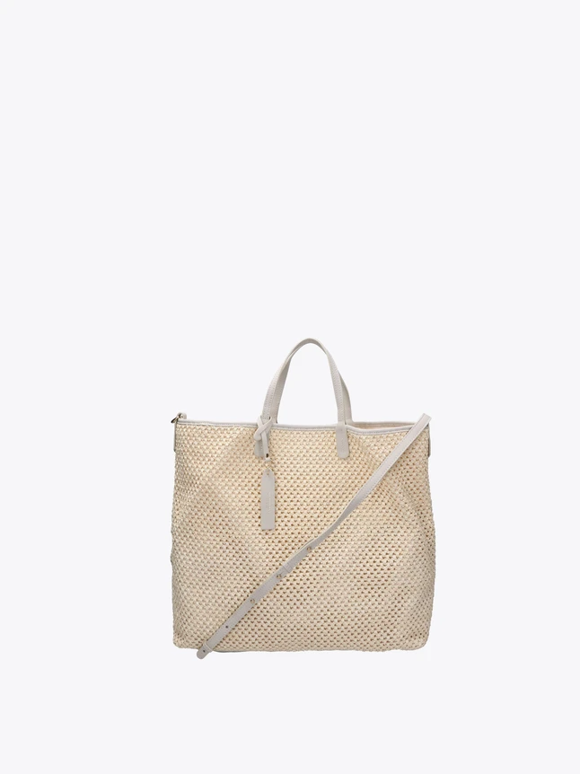 Perforated Leather Tote Bag for Everyday Use with Removable Crossbody Strap