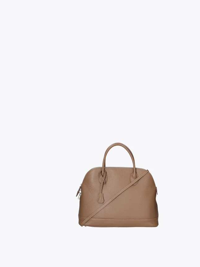 Leather Dome Satchel Handbag with Top Handle And Crossbody Strap Everyday Use