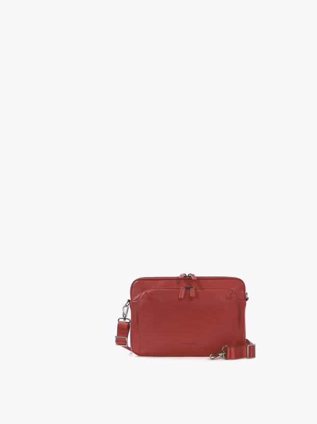 Minimalist Leather Crossbody Bag with Dual Zippered Pockets for Daily Use