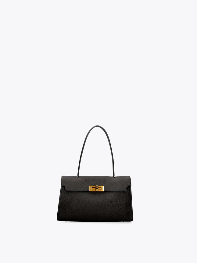 Elegant Leather Flap Shoulder Bag with Top Handle for Daily Chic