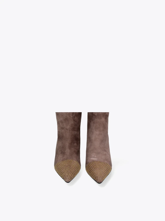 Luxury Studded Suede Ankle Boots Pointed Toe Design For Glamorous Style